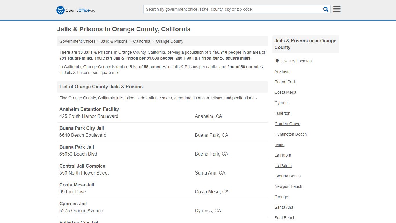 Jails & Prisons - Orange County, CA (Inmate Rosters & Records)