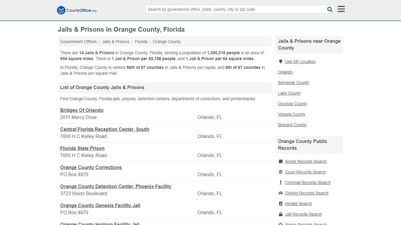 Jails & Prisons - Orange County, FL (Inmate Rosters & Records)